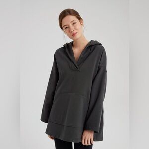 Nap Loungewear Baggy Tunic Hoodie Charcoal Grey V Neck